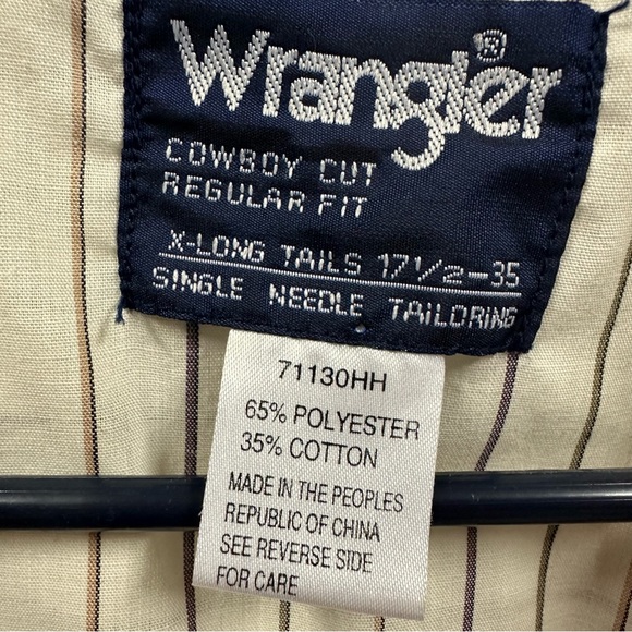Wrangler Snap Up Cowboy Cut Western Regular Fit Shirt XL Tails Striped 17.5 Neck - Picture 8 of 8